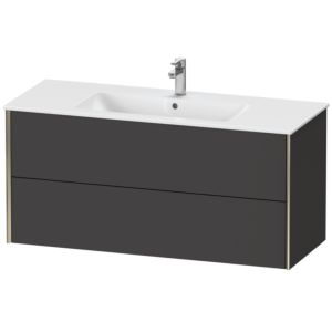 Duravit XViu Waschtisch-Unterschrank XV41280B180 121 x 56 x 48 cm, graphit supermatt, 2 Schubkästen, wandhängend, champagner matt