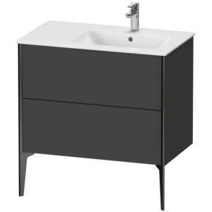 Duravit XViu Waschtisch-Unterschrank XV44870B280 81x48x59,4cm, 2 Auszüge, Becken rechts, schwarz matt, graphit supermatt