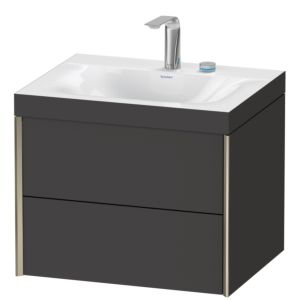 Duravit XViu vanity unit XV4614EB180C 60x48cm, 2 drawers, 2 tap holes, matt champagne, Rahmen C, graphite supermatt