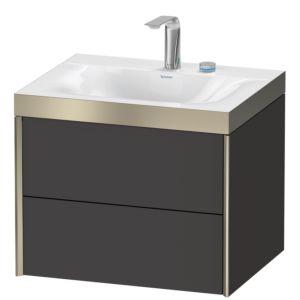 XViu Duravit vasque XV4614EB180P 60x48cm, 2 tiroirs, 2 trous pour robinetterie, champagne mat, Cadres P, graphite supermatt