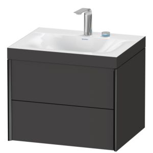 Duravit XViu Waschtisch-Unterschrank XV4614EB280C 60x48cm, 2 Schubkästen, 2 Hahnlöcher, schwarz matt, Rahmen C, graphit supermatt