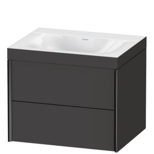 Duravit XViu Waschtisch-Unterschrank XV4614NB280C 60x48cm, 2 Schubkästen, ohne Hahnloch, schwarz matt, Rahmen C, graphit supermatt