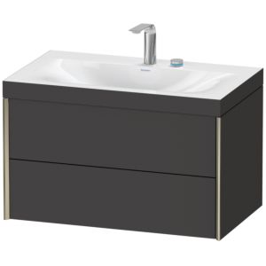 Duravit XViu Waschtisch-Unterschrank XV4615EB180C 80x48cm, 2 Schubkästen, 2 Hahnlöcher, champagner matt, Rahmen C, graphit supermatt