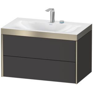 Duravit XViu Waschtisch-Unterschrank XV4615EB180P 80x48cm, 2 Schubkästen, 2 Hahnlöcher, champagner matt, Rahmen P, graphit supermatt