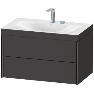 Duravit XViu vanity unit XV4615EB280C 80x48cm, 2 drawers, 2 tap holes, matt black, Rahmen C, graphite super matt