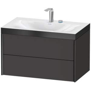 XViu Duravit vasque XV4615EB280P 80x48cm, 2 tiroirs, 2 trous pour robinetterie, noir mat, Cadres P, graphite super mat
