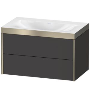 XViu Duravit vasque XV4615NB180P 80x48cm, 2 tiroirs, sans trou pour robinet, champagne mat, Cadres P, graphite supermatt