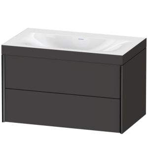 XViu Duravit vasque XV4615NB280C 80x48cm, 2 tiroirs, sans trou pour robinet, noir mat, Cadres C, graphite super mat