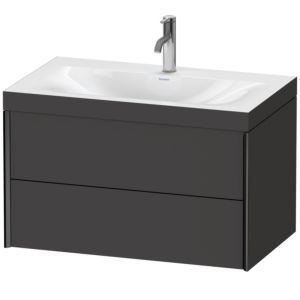 Duravit XViu Waschtisch-Unterschrank XV4615OB280C 80x48cm, 2 Schubkästen, 1 Hahnloch, schwarz matt, Rahmen C, graphit supermatt