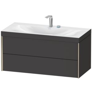 Duravit XViu Waschtisch-Unterschrank XV4616EB180C 100x48cm, 2 Schubkästen, 2 Hahnlöcher, champagner matt, Rahmen C, graphit supermatt