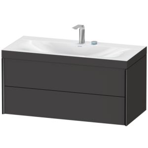 XViu Duravit vasque XV4616EB280C 100x48cm, 2 tiroirs, 2 trous pour robinetterie, noir mat, Cadres C, graphite super mat