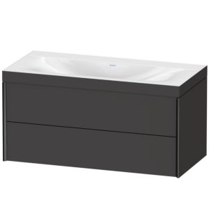 XViu Duravit vasque XV4616NB280C 100x48cm, 2 tiroirs, sans trou pour robinet, noir mat, Cadres C, graphite super mat