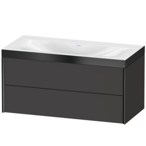 XViu Duravit vasque XV4616NB280P 100x48cm, 2 tiroirs, sans trou pour robinet, noir mat, Cadres P, graphite super mat
