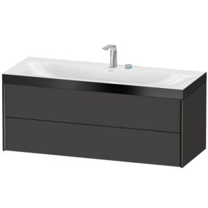 XViu Duravit vasque XV4617EB280P 120x48cm, 2 tiroirs, 2 trous pour robinetterie, noir mat, Cadres P, graphite supermatt