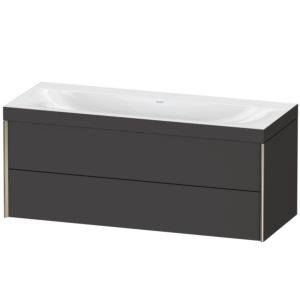 XViu Duravit vasque XV4617NB180C 120x48cm, 2 tiroirs, sans trou pour robinet, champagne mat, Cadres C, graphite supermatt