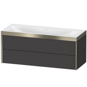 XViu Duravit vasque XV4617NB180P 120x48cm, 2 tiroirs, sans trou pour robinet, champagne mat, Cadres P, graphite supermatt