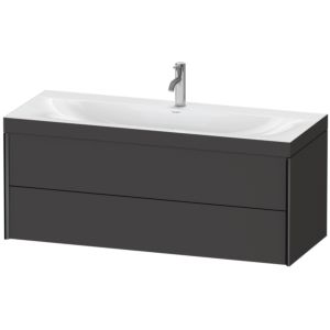 Duravit XViu Waschtisch-Unterschrank XV4617OB280C 120x48cm, 2 Schubkästen, 1 Hahnloch, schwarz matt, Rahmen C, graphit supermatt