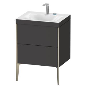 XViu Duravit vasque XV4709EB180C 60x48cm, 2 coulissants, 2 trous pour robinetterie, champagne mat, Cadres C, graphite supermatt