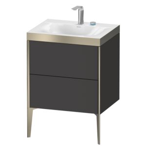 XViu Duravit vasque XV4709EB180P 60x48cm, 2 coulissants, 2 trous pour robinetterie, champagne mat, Cadres P, graphite supermatt