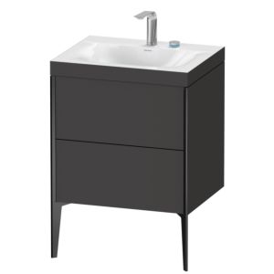 Duravit XViu vanity unit XV4709EB280C 60x48cm, 2 pull-outs, 2 tap holes, matt black, Rahmen C, graphite supermatt