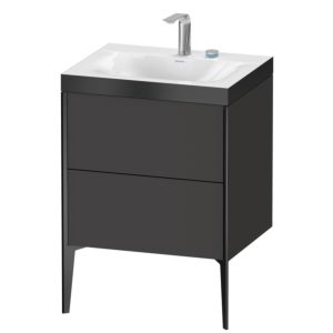 XViu Duravit vasque XV4709EB280P 60x48cm, 2 coulissants, 2 trous pour robinetterie, noir mat, Cadres P, graphite super mat