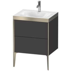 Duravit XViu Table de toilette XV4709OB180P 60x48cm, 2 2000 - out, Match2 trou de coulée, champagne mat, Cadres P, Supermatt graphite