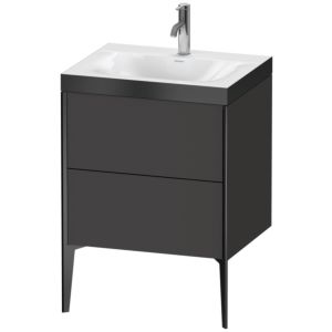 Duravit XViu Table de toilette XV4709OB280P 60x48cm, 2 2000 - out, Match2 trou de coulée, noir mat, Cadres P, Supermatt graphite