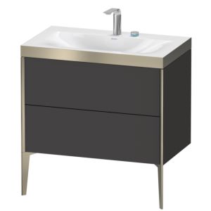 Duravit XViu Waschtisch-Unterschrank XV4710EB180P 80x48cm, 2 Auszüge, 2 Hahnlöcher, champagner matt, Rahmen P, graphit supermatt