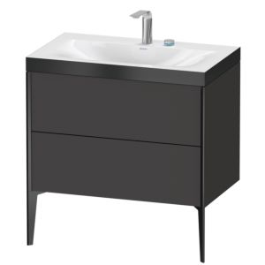 Duravit XViu Waschtisch-Unterschrank XV4710EB280P 80x48cm, 2 Auszüge, 2 Hahnlöcher, schwarz matt, Rahmen P, graphit supermatt
