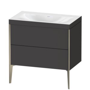 Duravit XViu vanity unit XV4710NB180C 80x48cm, 2 pull-outs, without tap hole, matt champagne, Rahmen C, graphite supermatt