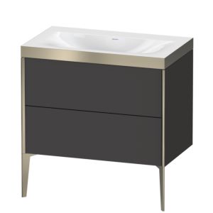 Duravit XViu Waschtisch-Unterschrank XV4710NB180P 80x48cm, 2 Auszüge, ohne Hahnloch, champagner matt, Rahmen P, graphit supermatt