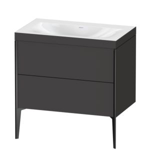 XViu Duravit vasque XV4710NB280C 80x48cm, 2 coulissants, sans trou pour robinet, noir mat, Cadres C, graphite super mat