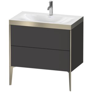 Duravit XViu Waschtisch-Unterschrank XV4710OB180P 80x48cm, 2 Auszüge, 1 Hahnloch, champagner matt, Rahmen P, graphit supermatt