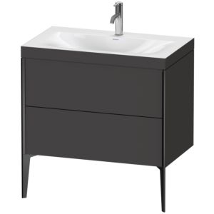 Duravit XViu Table de toilette XV4710OB280C 80x48cm, 2 2000 - out, Match2 trou de coulée, noir mat, Cadres C, Supermatt graphite