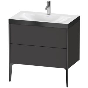 Duravit XViu Table de toilette XV4710OB280P 80x48cm, 2 2000 - out, Match2 trou de coulée, noir mat, Cadres P, Supermatt graphite