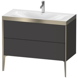 Duravit XViu Table de toilette XV4711OB180P 100x48cm, 2 2000 - out, Match2 trou de coulée, champagne mat, Cadres P, Supermatt graphite