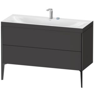 Duravit XViu Waschtisch-Unterschrank XV4712EB280C 120x48cm, 2 Schubkästen, 2 Hahnlöcher, schwarz matt, Rahmen C, graphit supermatt