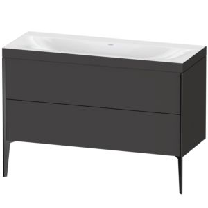 XViu Duravit vasque XV4712NB280C 120x48cm, 2 tiroirs, sans trou pour robinet, noir mat, Cadres C, graphite supermatt