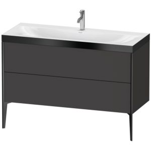 XViu Duravit vasque XV4712OB280P 120x48cm, 2 tiroirs, 2000 , noir mat, Cadres P, graphite supermatt