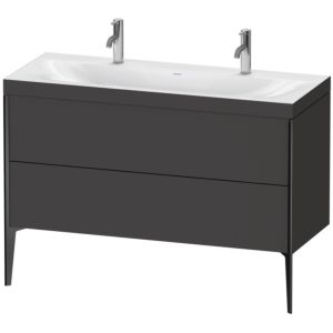 Duravit XViu Waschtisch-Unterschrank XV4713OB280C 120x48cm, 2 Auszüge, ohne Hahnloch, schwarz matt, Rahmen C, graphit supermatt