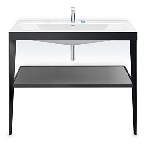 Duravit XViu Möbelwaschtisch-Kombination XV4716EB240 100 x 48 cm, 2 Hahnlöcher, schwarz hochglanz, mit Metallkonsole, schwarz matt