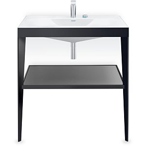 Duravit XViu washbasin combination XV4715EB240 80 x 48 cm, 2 tap holes, black high gloss, with metal console, black matt
