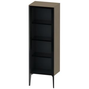 Duravit XViu Halbhochschrank XV1368LB235 50x36x133cm, Glastür, schwarz matt, Tür links, Eiche terra
