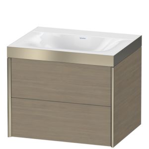 Duravit XViu Waschtisch-Unterschrank XV4614NB135P 60x48cm, 2 Schubkästen, ohne Hahnloch, champagner matt, Rahmen P, Eiche terra