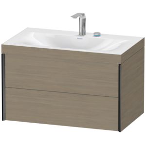 Duravit XViu vanity unit XV4615EB235C 80x48cm, 2 drawers, 2 tap holes, matt black, Rahmen C, terra oak