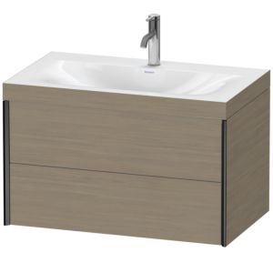 Duravit XViu vanity unit XV4615OB235C 80x48cm, 2 drawers, 2000 tap hole, matt black, Rahmen C, terra oak