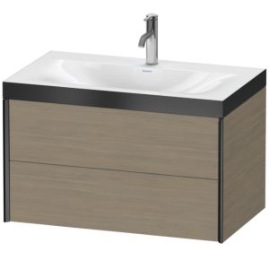 XViu Duravit vasque XV4615OB235P 80x48cm, 2 tiroirs, 2000 , noir mat, Cadres P, chêne terra