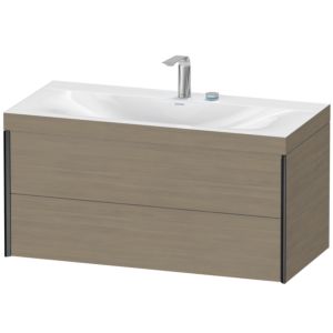 Duravit XViu vanity unit XV4616EB235C 100x48cm, 2 drawers, 2 tap holes, matt black, Rahmen C, terra oak