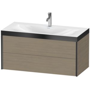 Duravit XViu vanity unit XV4616OB235P 100x48cm, 2 drawers, 2000 tap hole, matt black, Rahmen P, terra oak