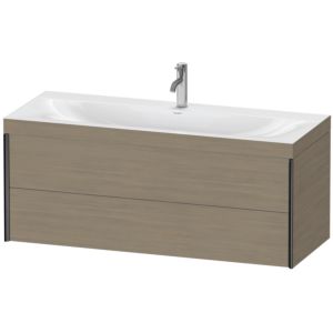 Duravit XViu vanity unit XV4617OB235C 120x48cm, 2 drawers, 2000 tap hole, matt black, Rahmen C, terra oak